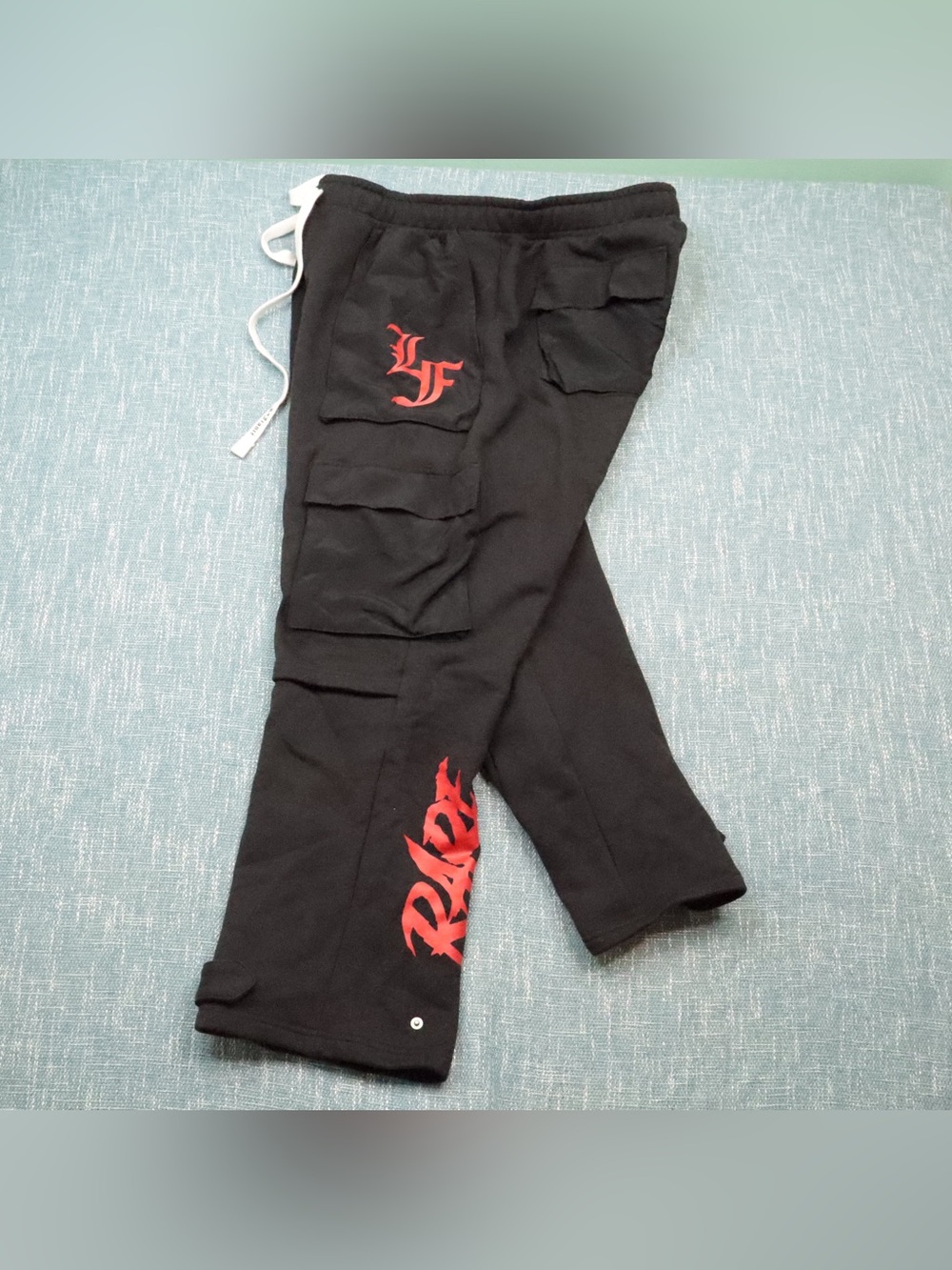 ⁠Puma LaFrance Cargo Sweatpants Mens XL Black Red Rare 1 of 1 Joggers Casual